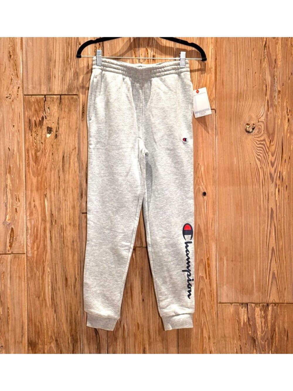 Youth Boys Champion Grey Sweatpants Medium NWT Large Logo Athleticwear